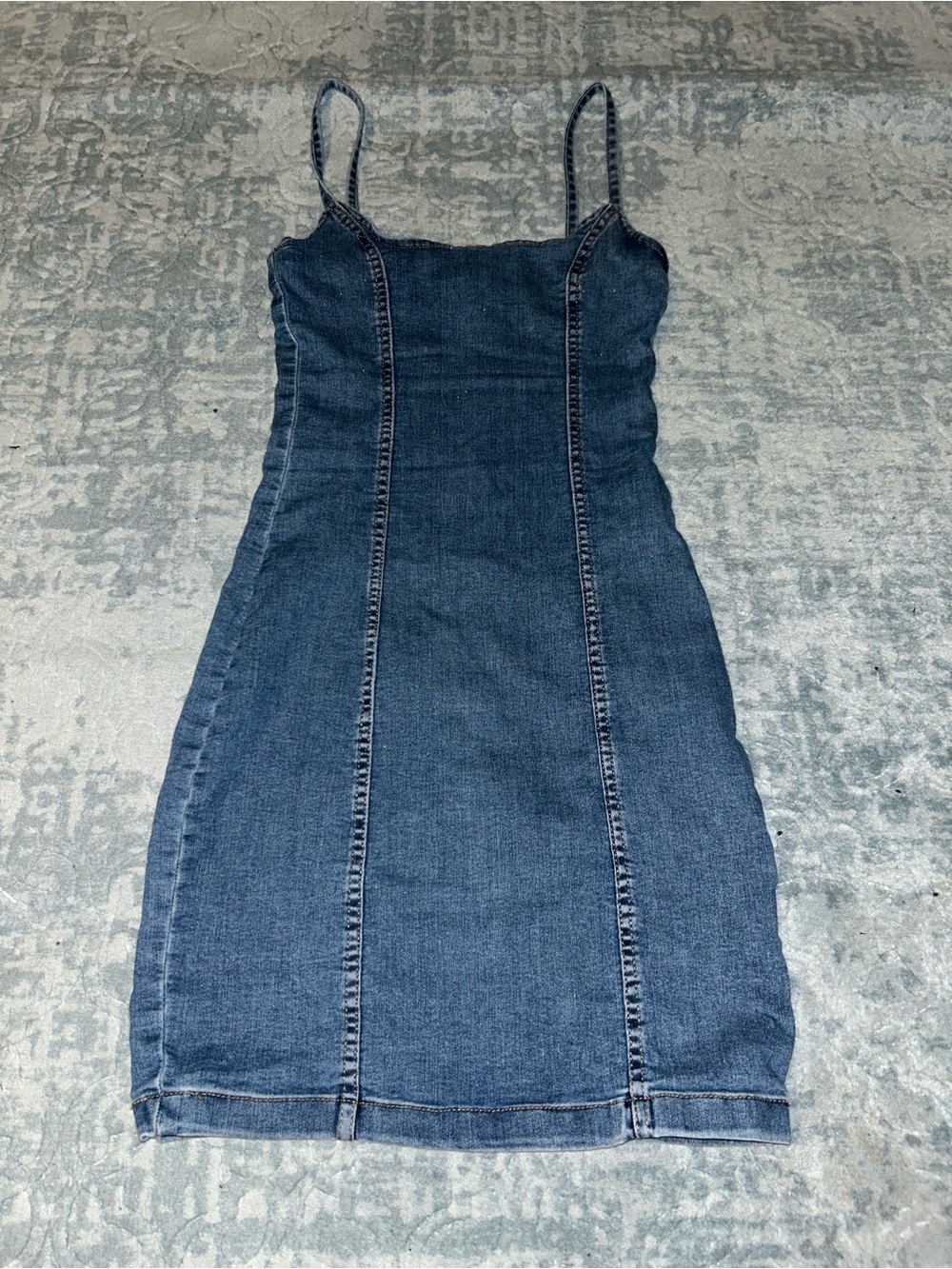 Denim Blue Mini Dress with Spaghetti Straps